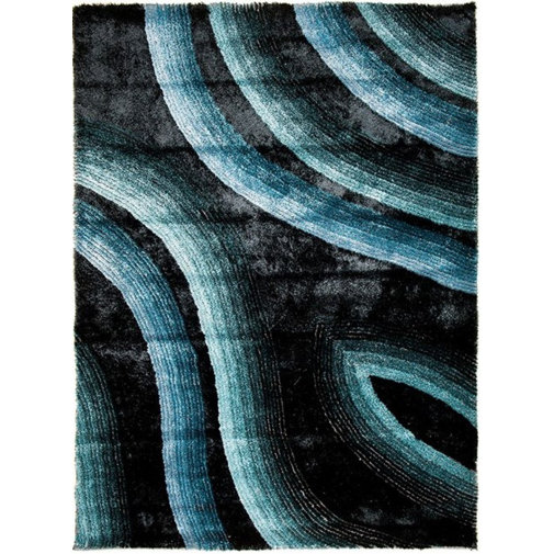 Home & Haus Caress Black/Blue Area Rug Wayfair.co.uk